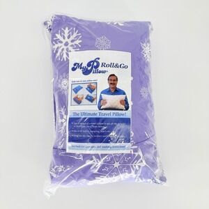 MyPillow Roll & Go Travel Pillow Purple Snowflake Pattern New Sealed My Pillow
